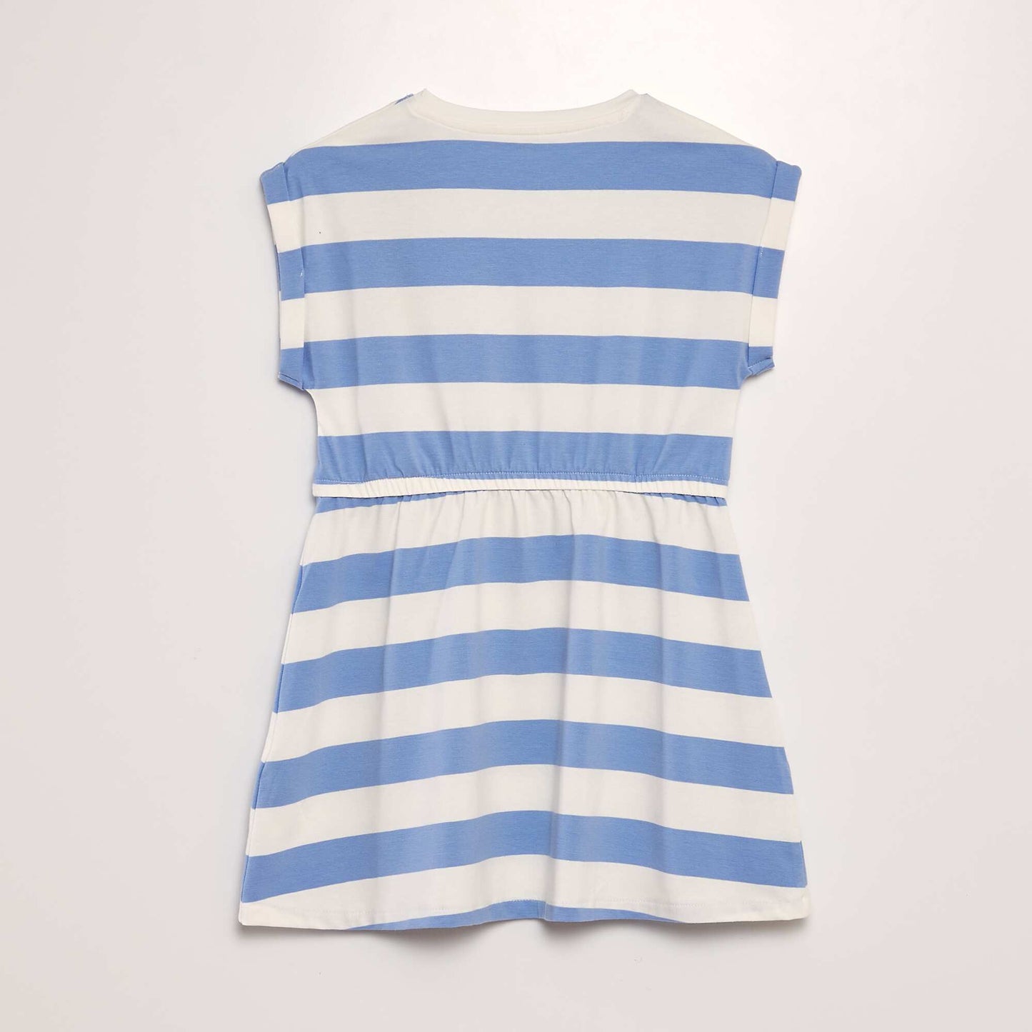 Stretch cotton dress with cinched-in waist BLUE