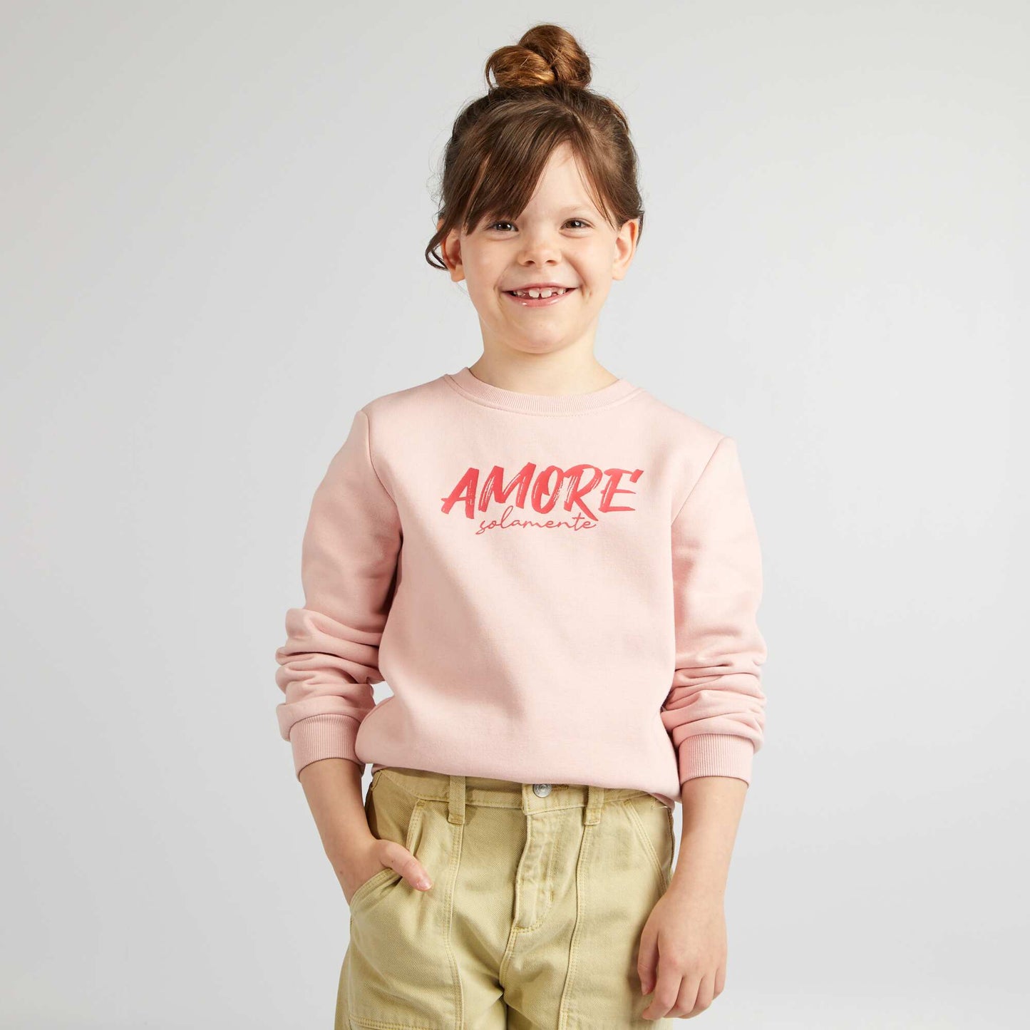 Round neck sweatshirt with lettering PINK