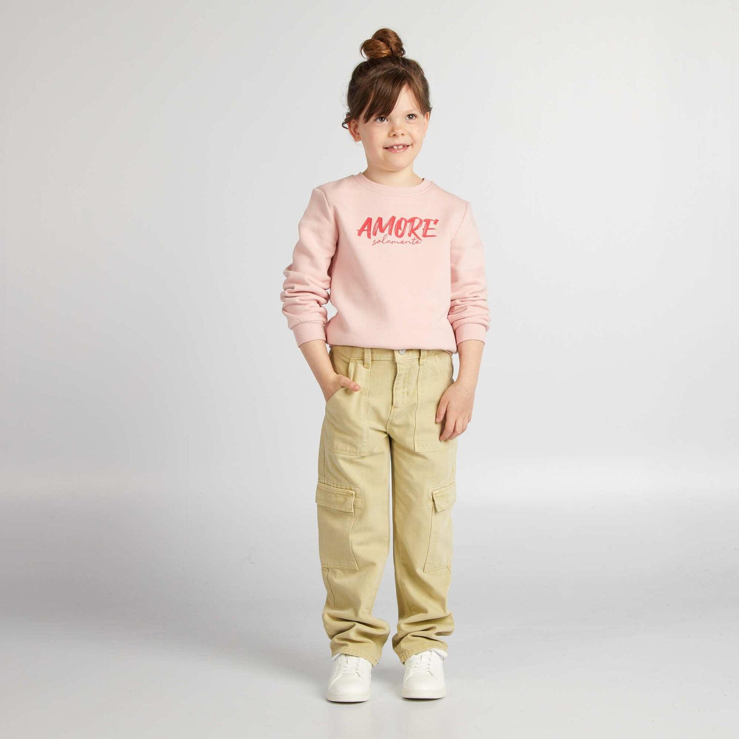 Round neck sweatshirt with lettering PINK