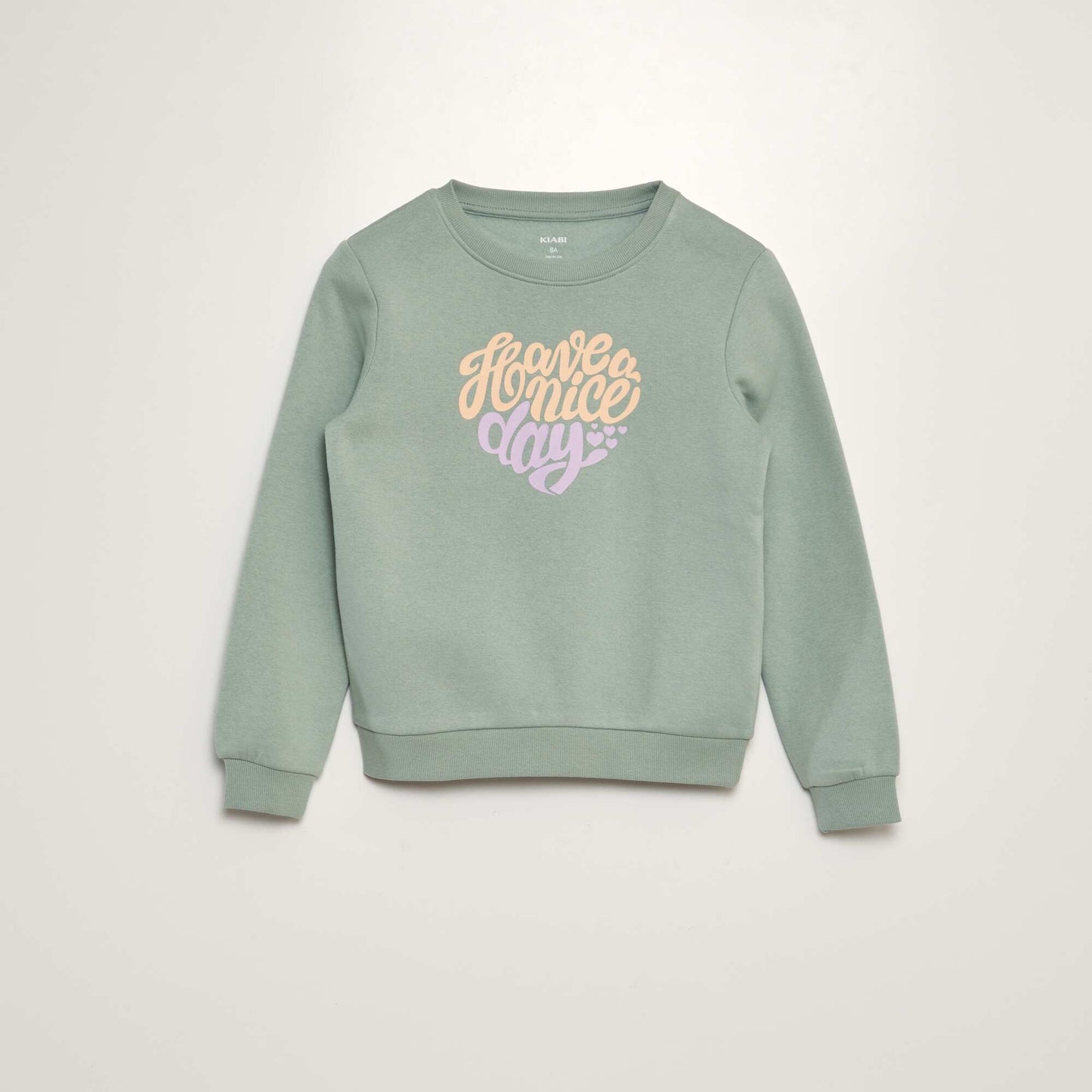 Round neck sweatshirt with lettering GREEN