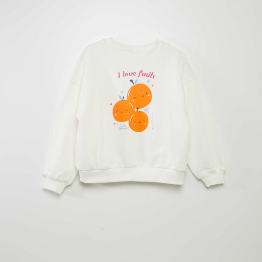 Lightweight printed sweatshirt WHITE