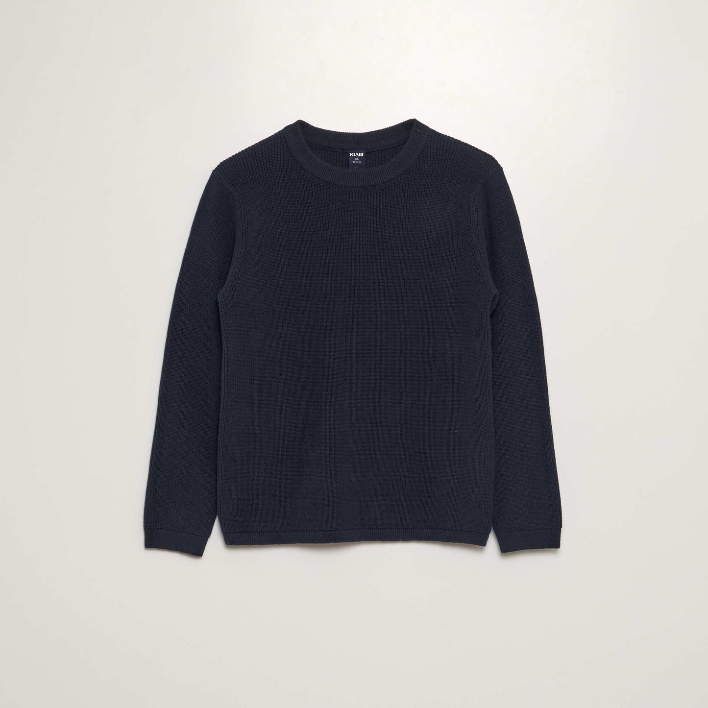 Round-neck knit sweater blue