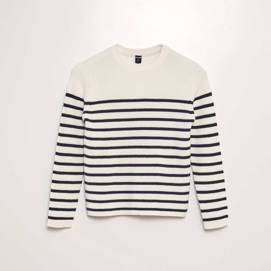 Striped knit sweater BEIGE