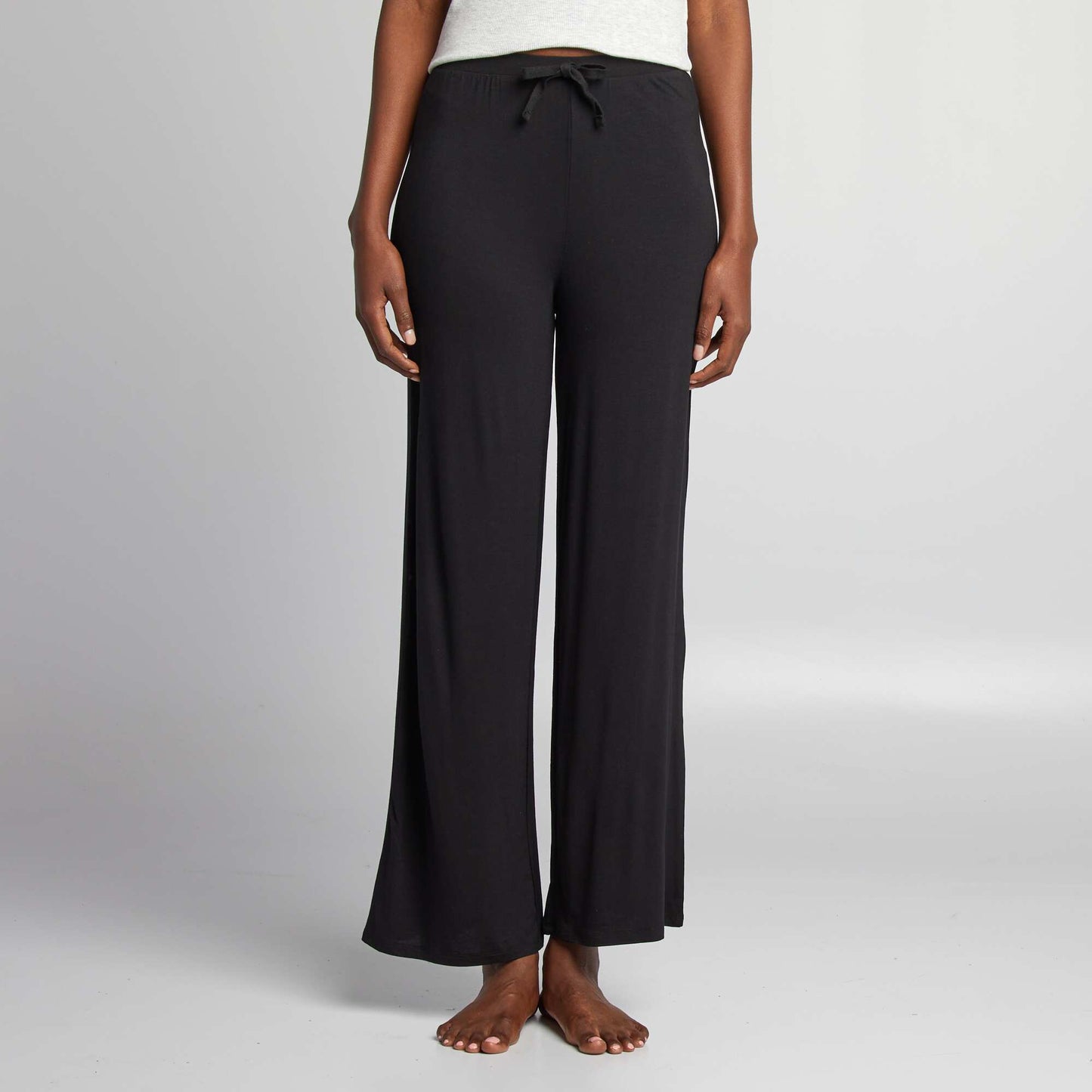 Flowing wide-leg pyjama bottoms black