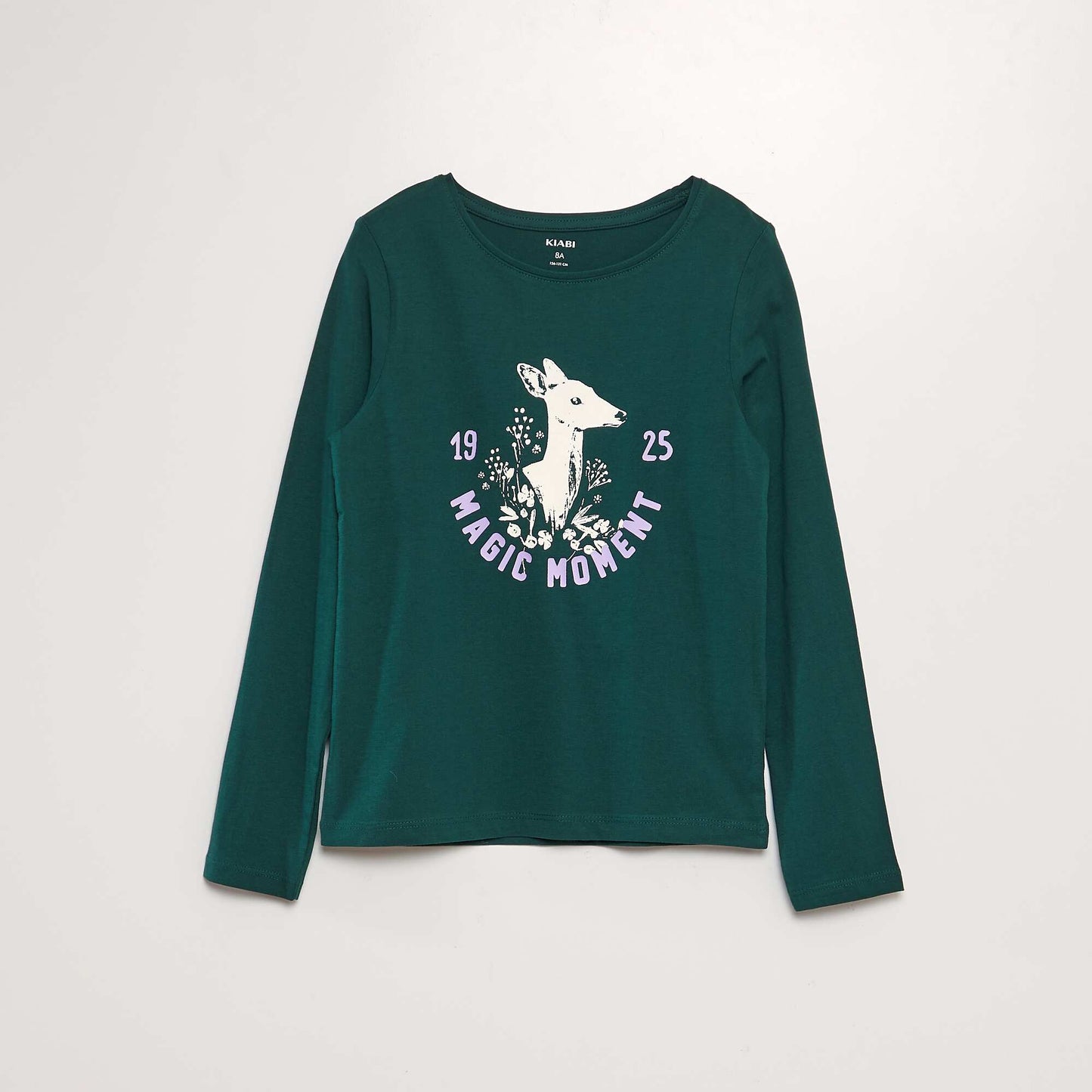 Printed long-sleeved T-shirt GREEN