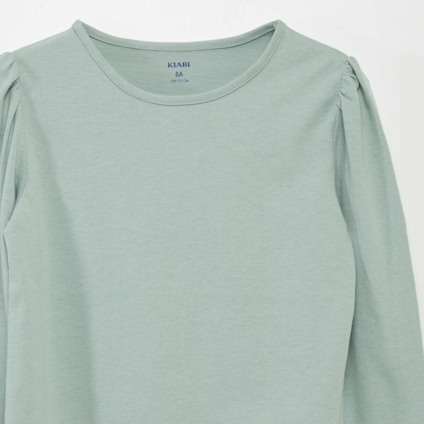 Plain T-shirt with gathered shoulders GREEN