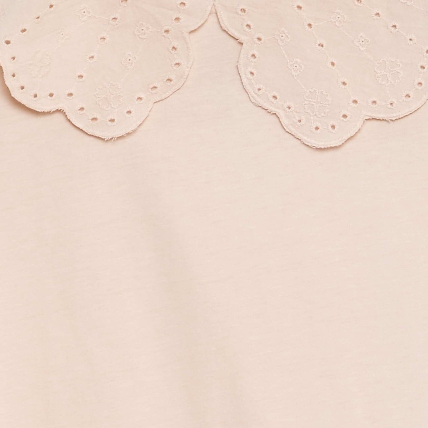 T-shirt with broderie anglaise collar PINK