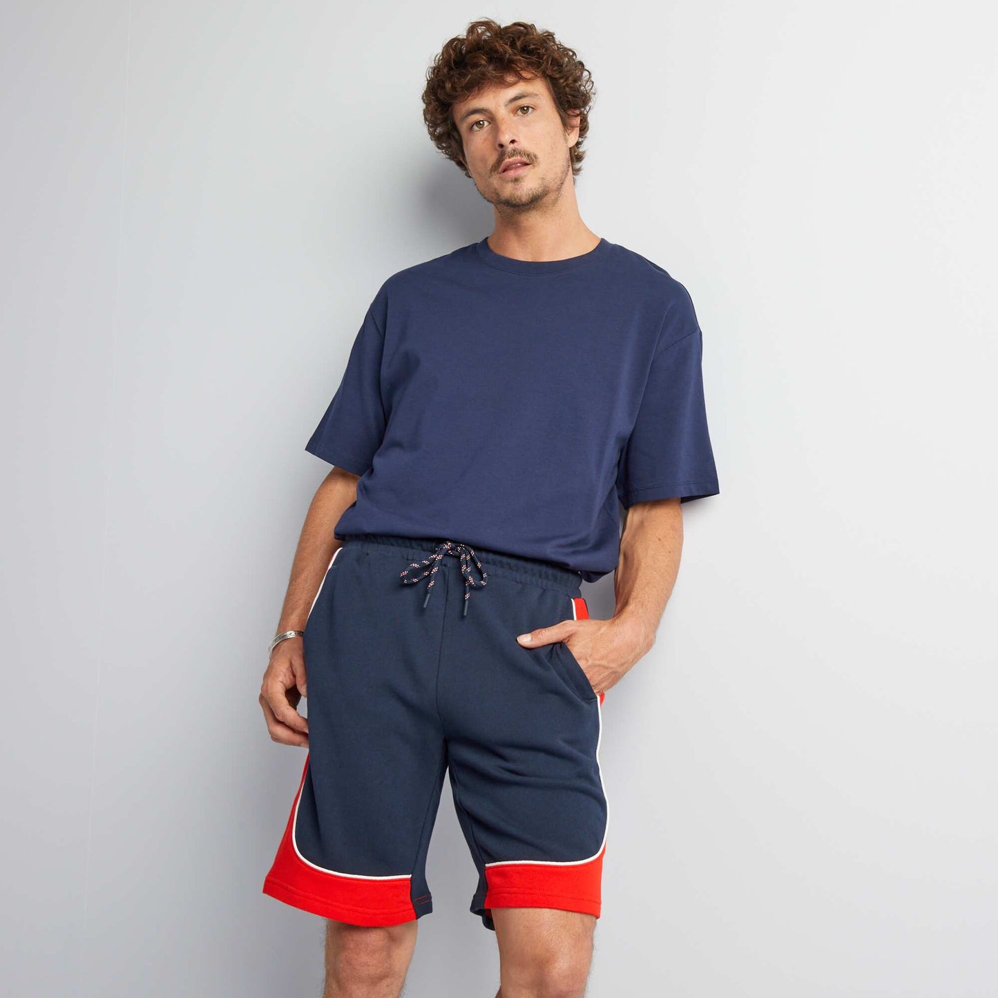 Sweatshirt fabric Bermuda shorts BLUE