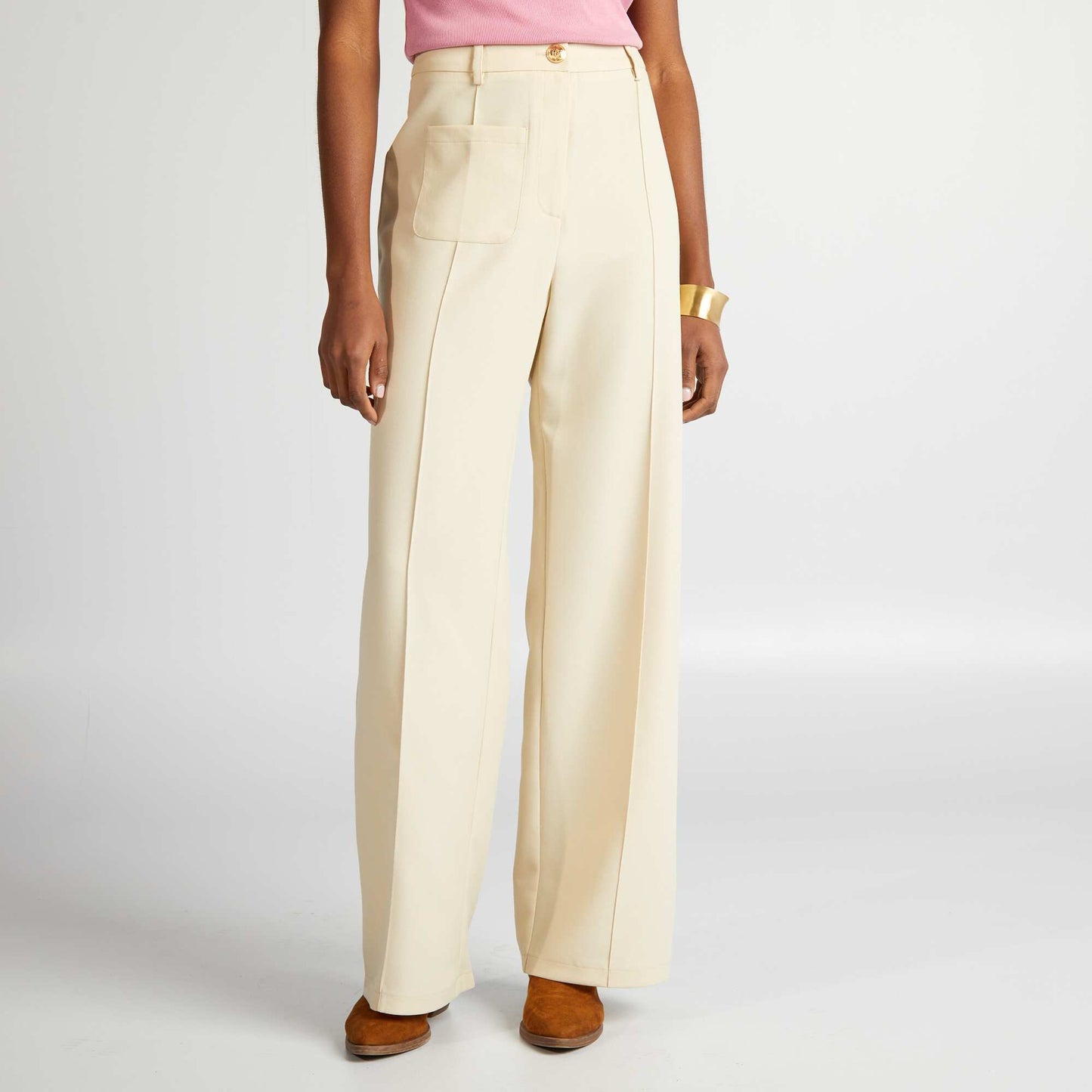 High-waisted straight-leg trousers GREY