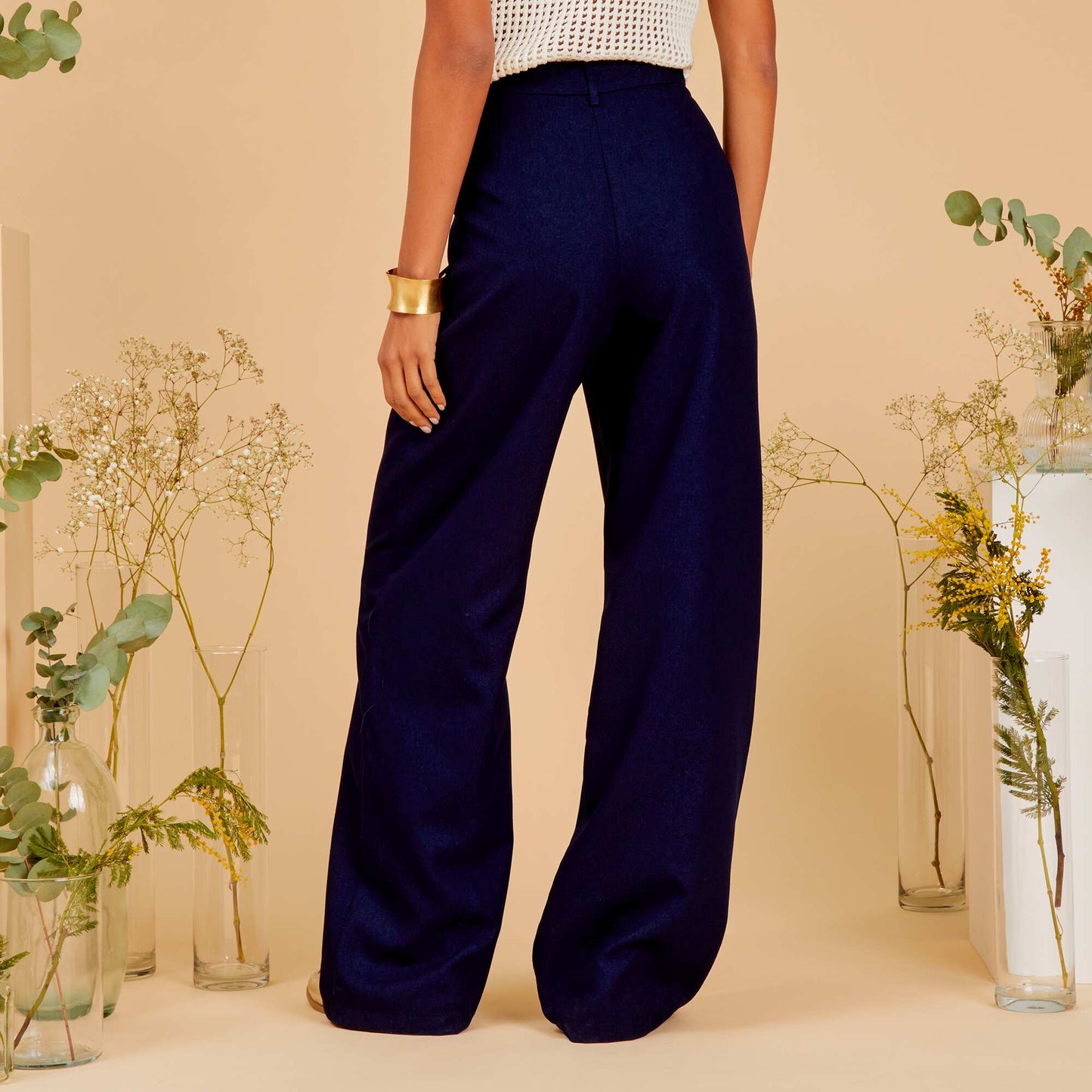 High-waisted straight-leg trousers BLUE