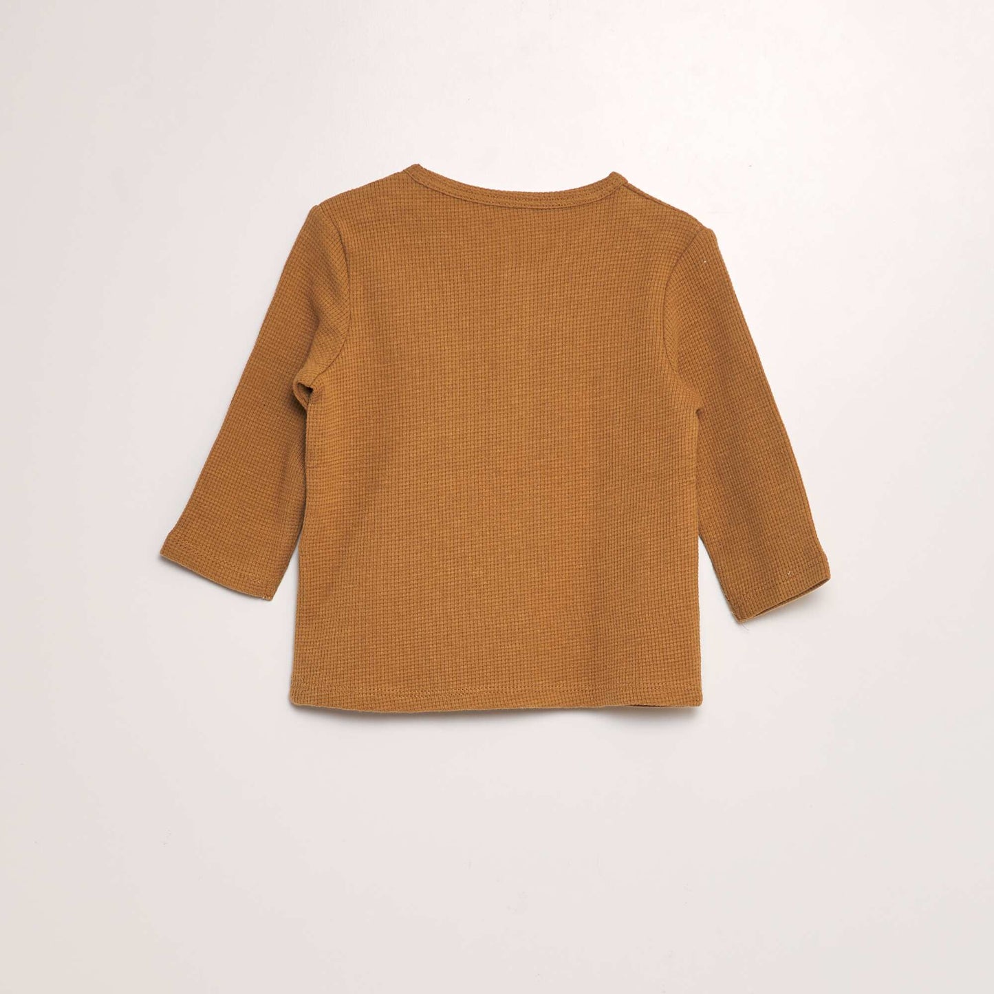 Waffle-knit T-shirt BROWN