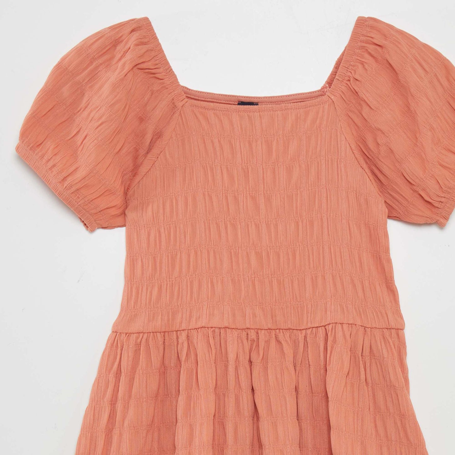 Pleated dress with puff sleeves ORANGE