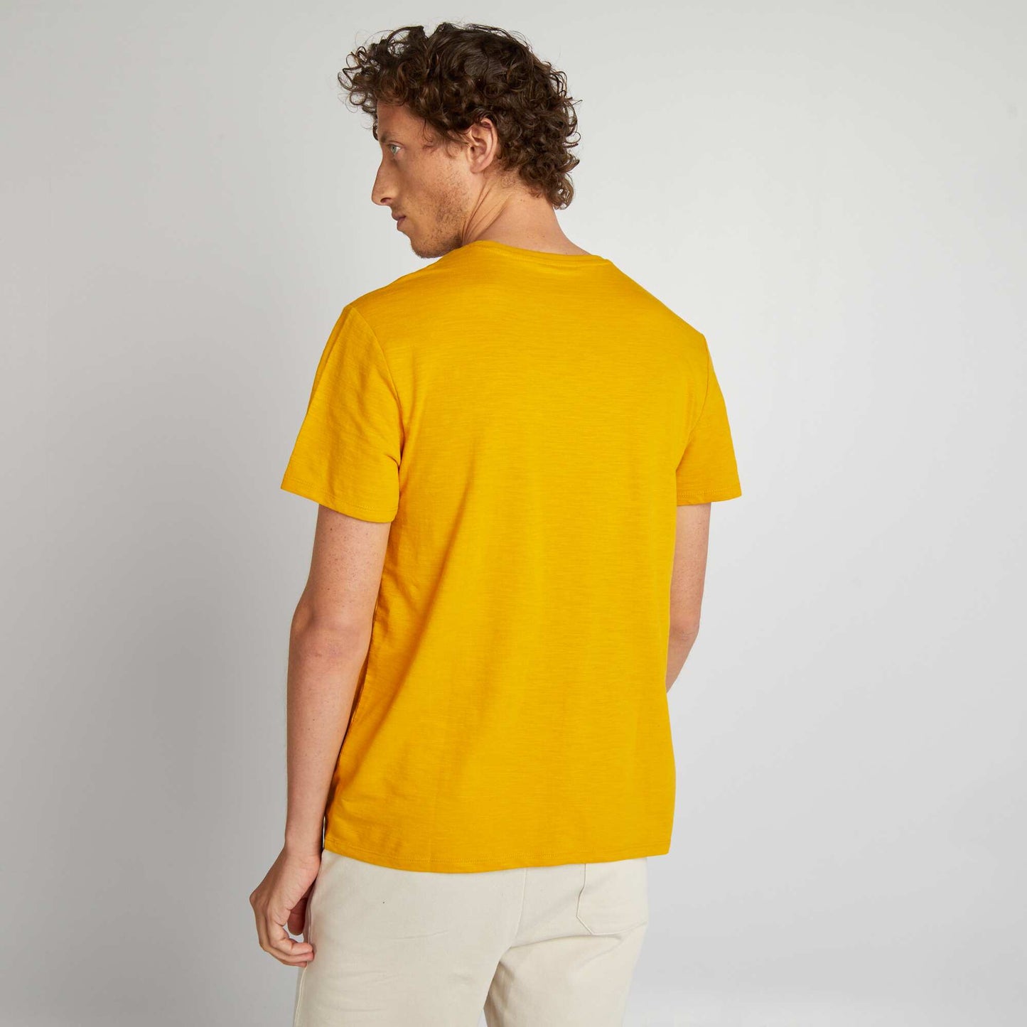 Jacquard T-shirt with round neck YELLOW