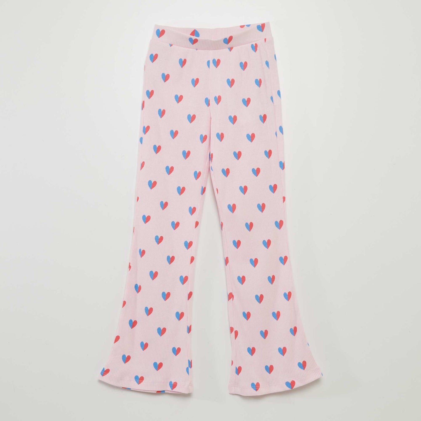Flared trousers with heart print WHITE