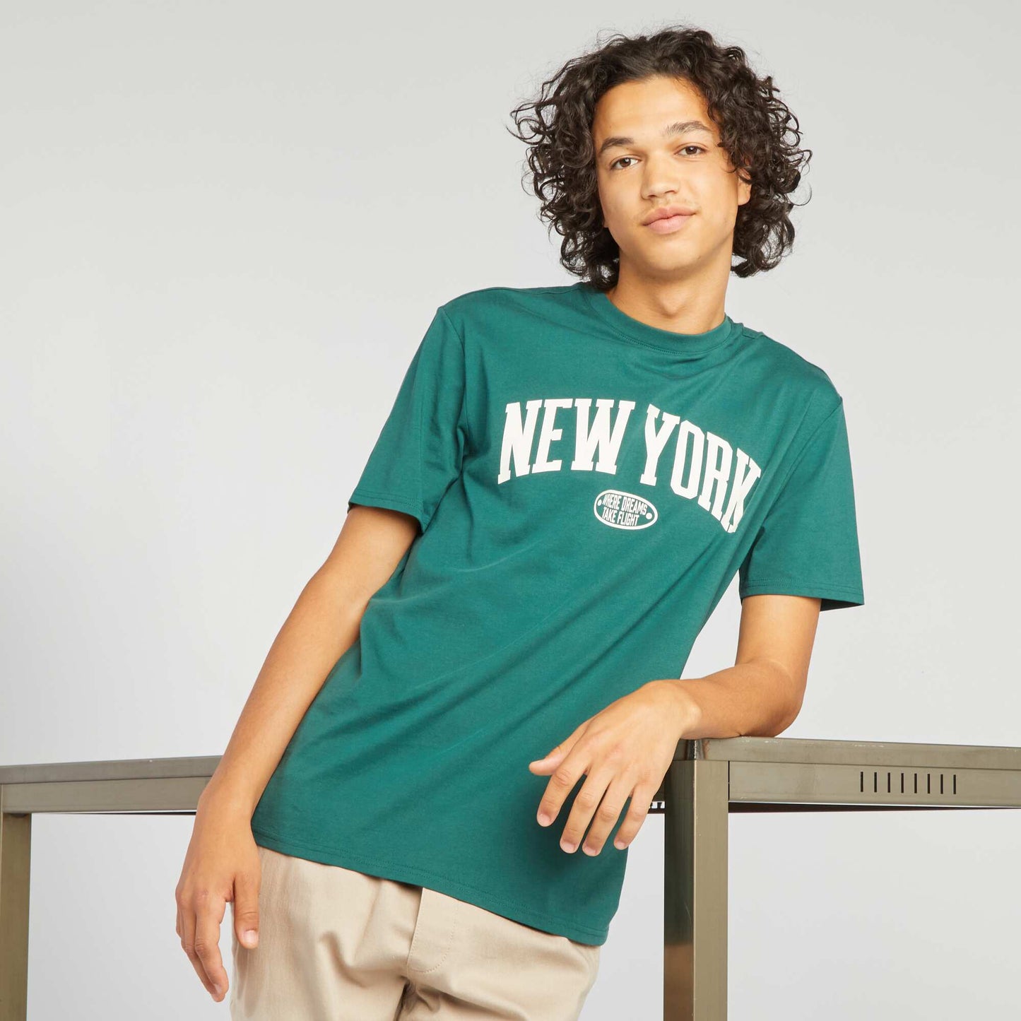 Round-neck jersey 'New York' T-shirt WHITE