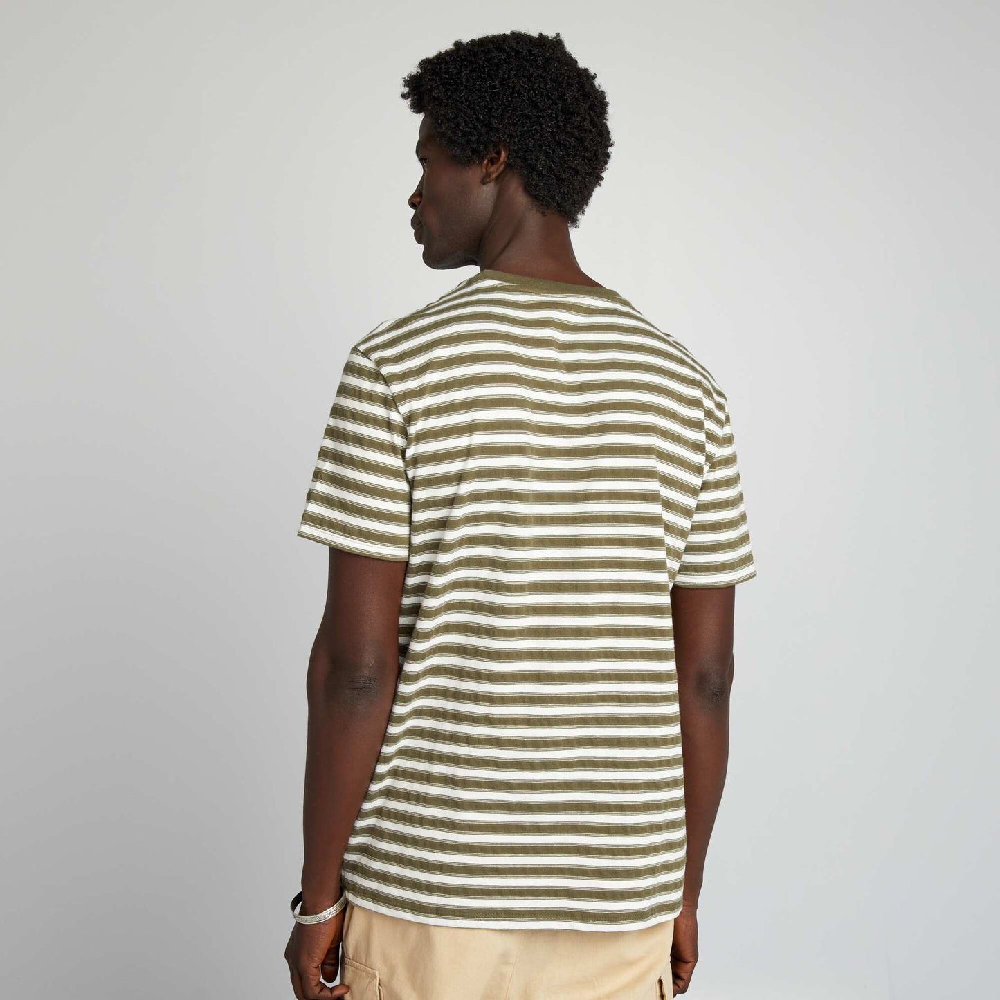 Short-sleeved striped T-shirt KHAKI