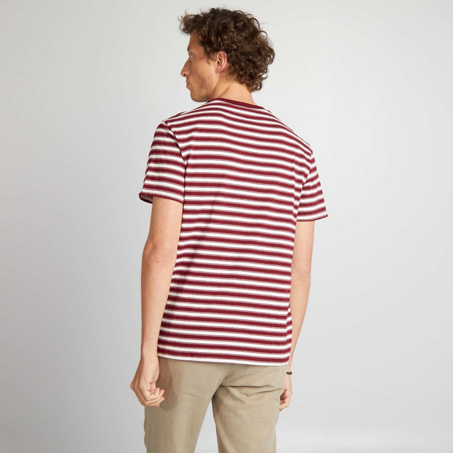 Short-sleeved striped T-shirt RED