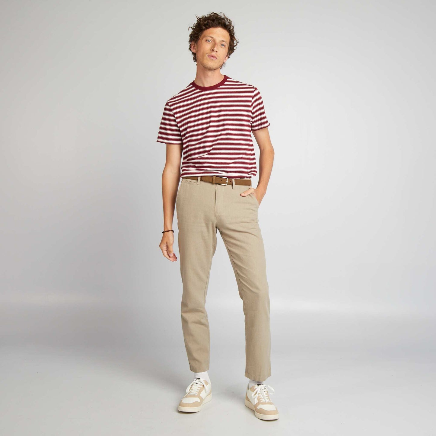 Short-sleeved striped T-shirt RED