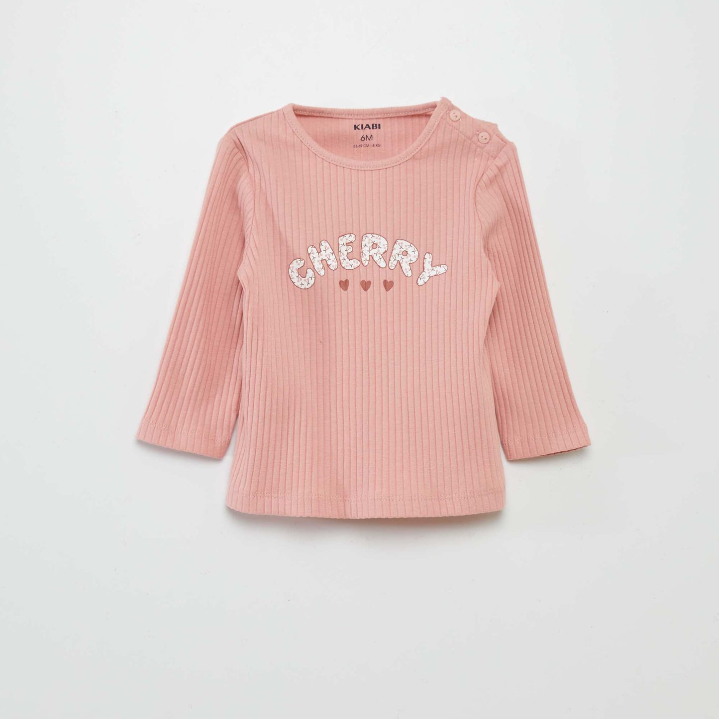 Printed ribbed T-shirt PINK