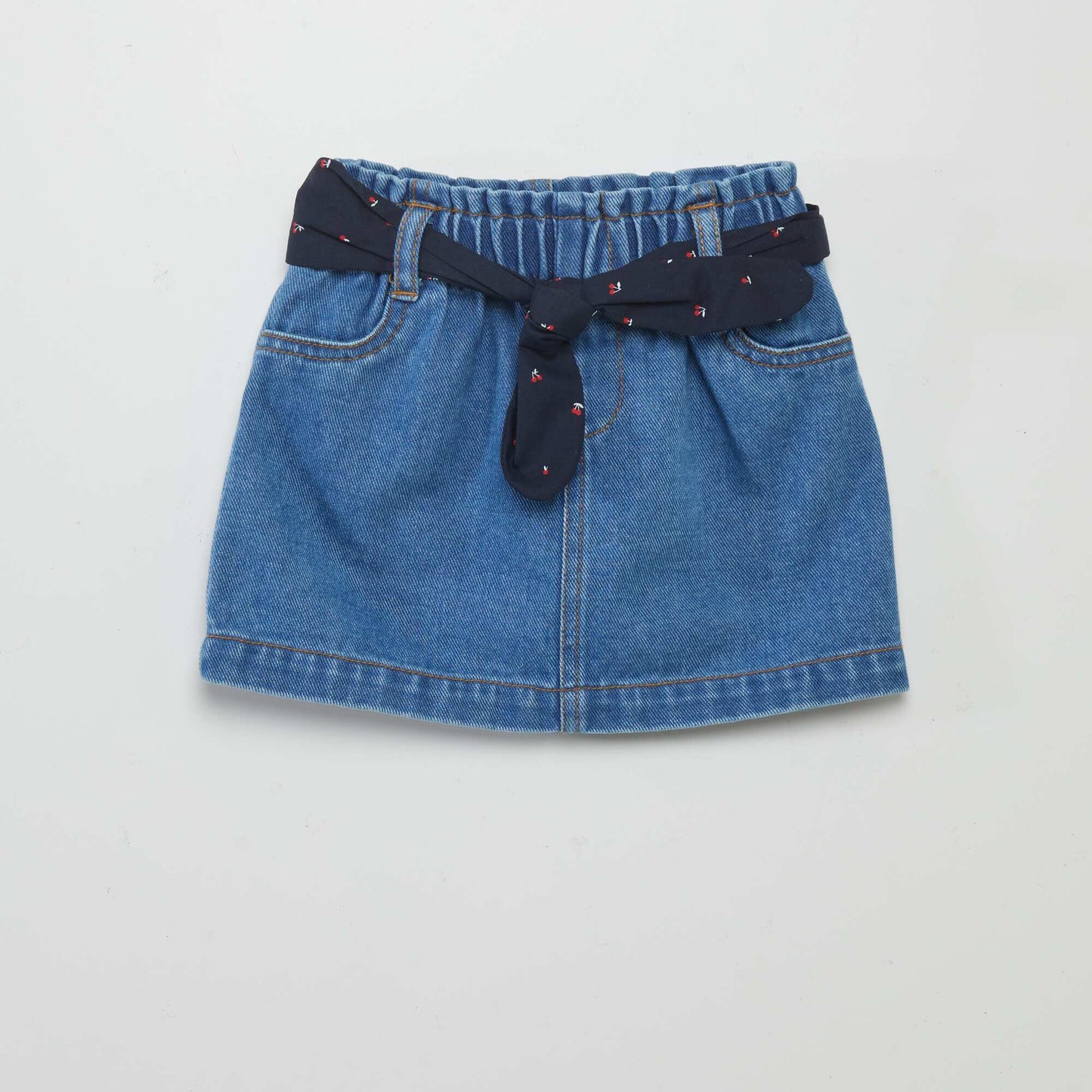 Short denim skirt with belt BLUE