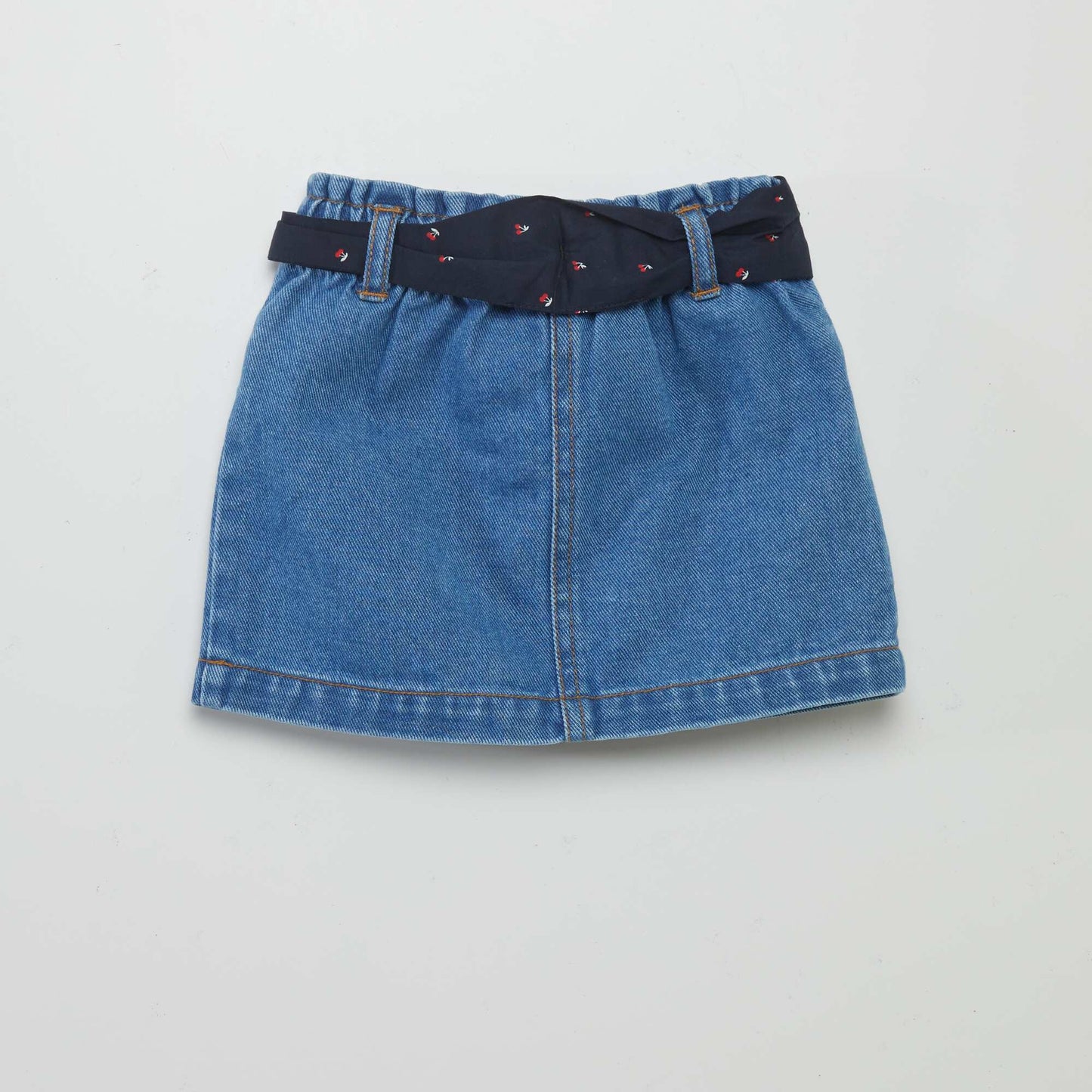 Short denim skirt with belt BLUE