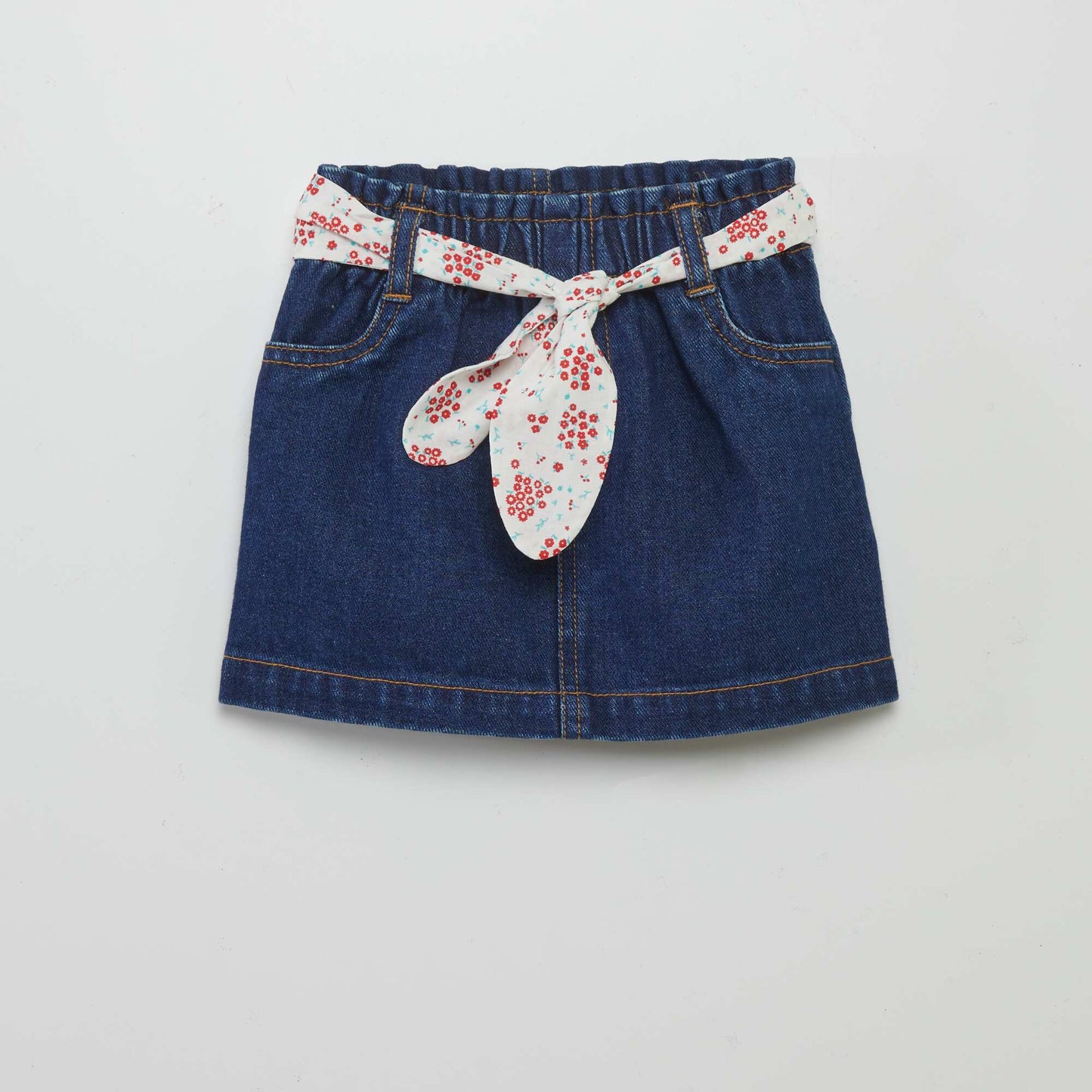 Short Denim Skirt with Belt BLUE