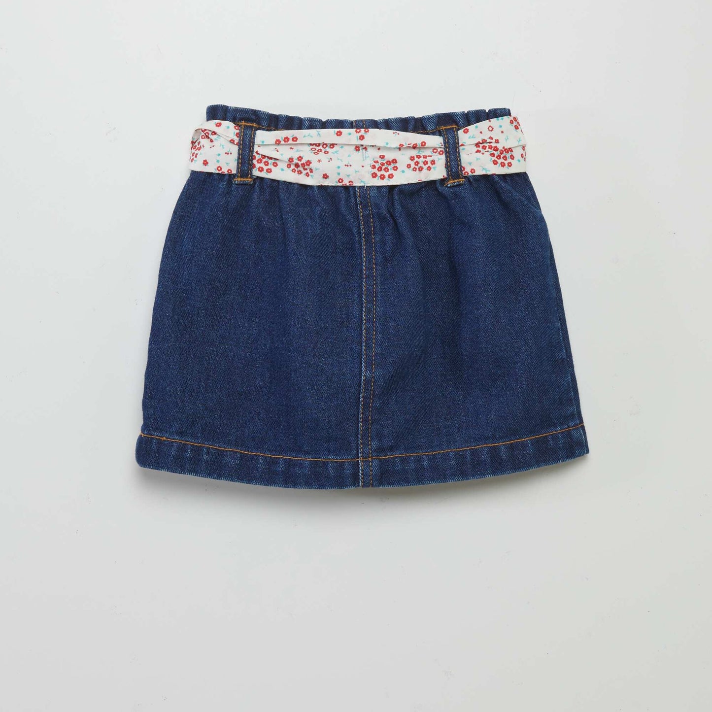 Short Denim Skirt with Belt BLUE