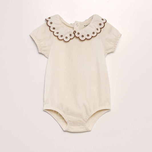 Bodysuit with ruffled collar WHITE