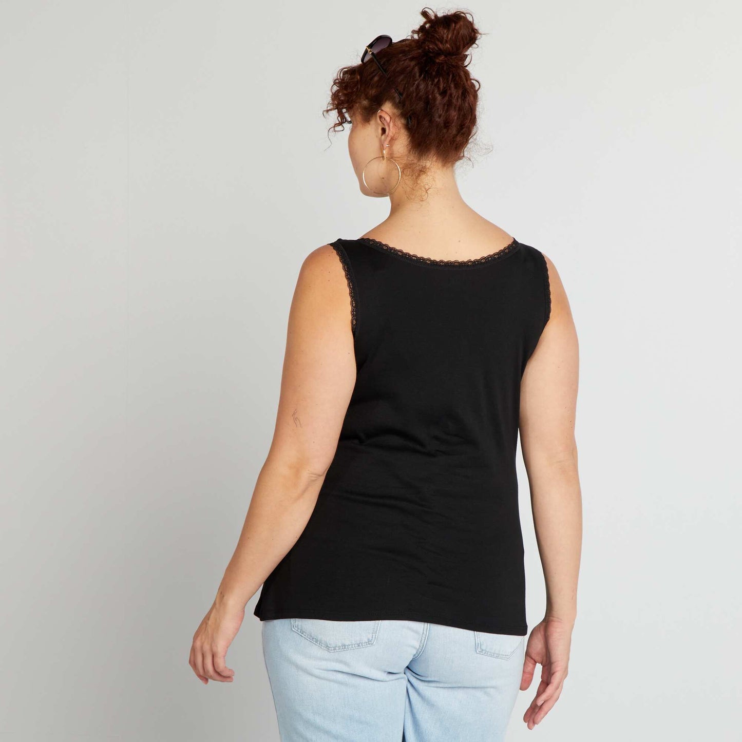 Ribbed knit vest top black