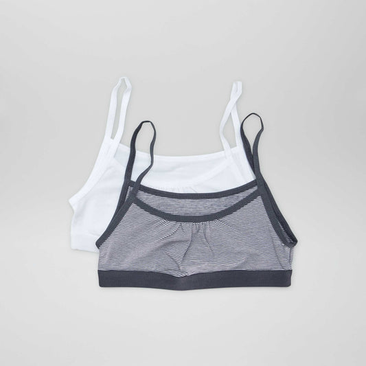 Jersey crop tops with spaghetti straps - Pack of 2 BLACK