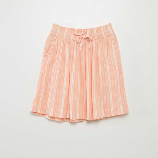 Striped crepe knit skirt WHITE