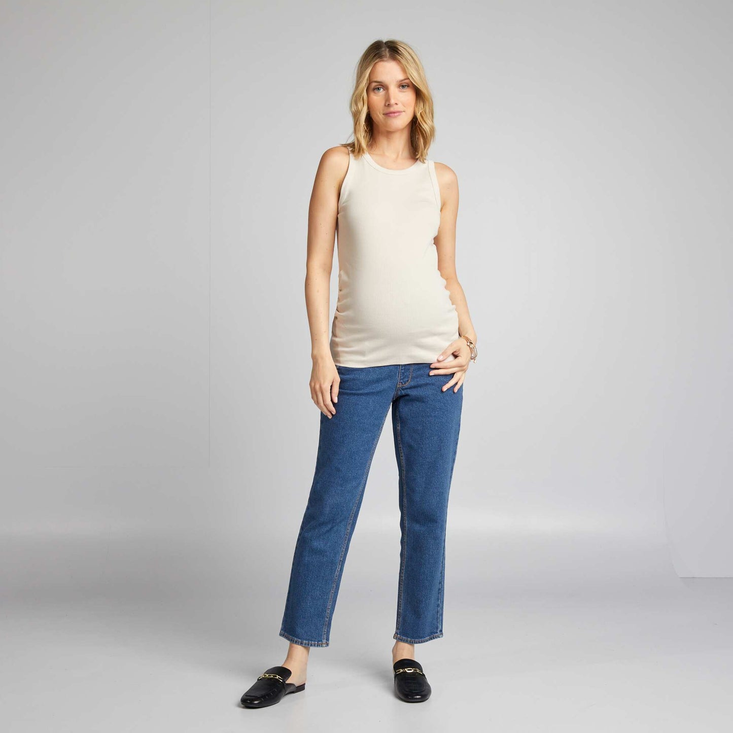 Straight-leg maternity jeans with panel BLUE