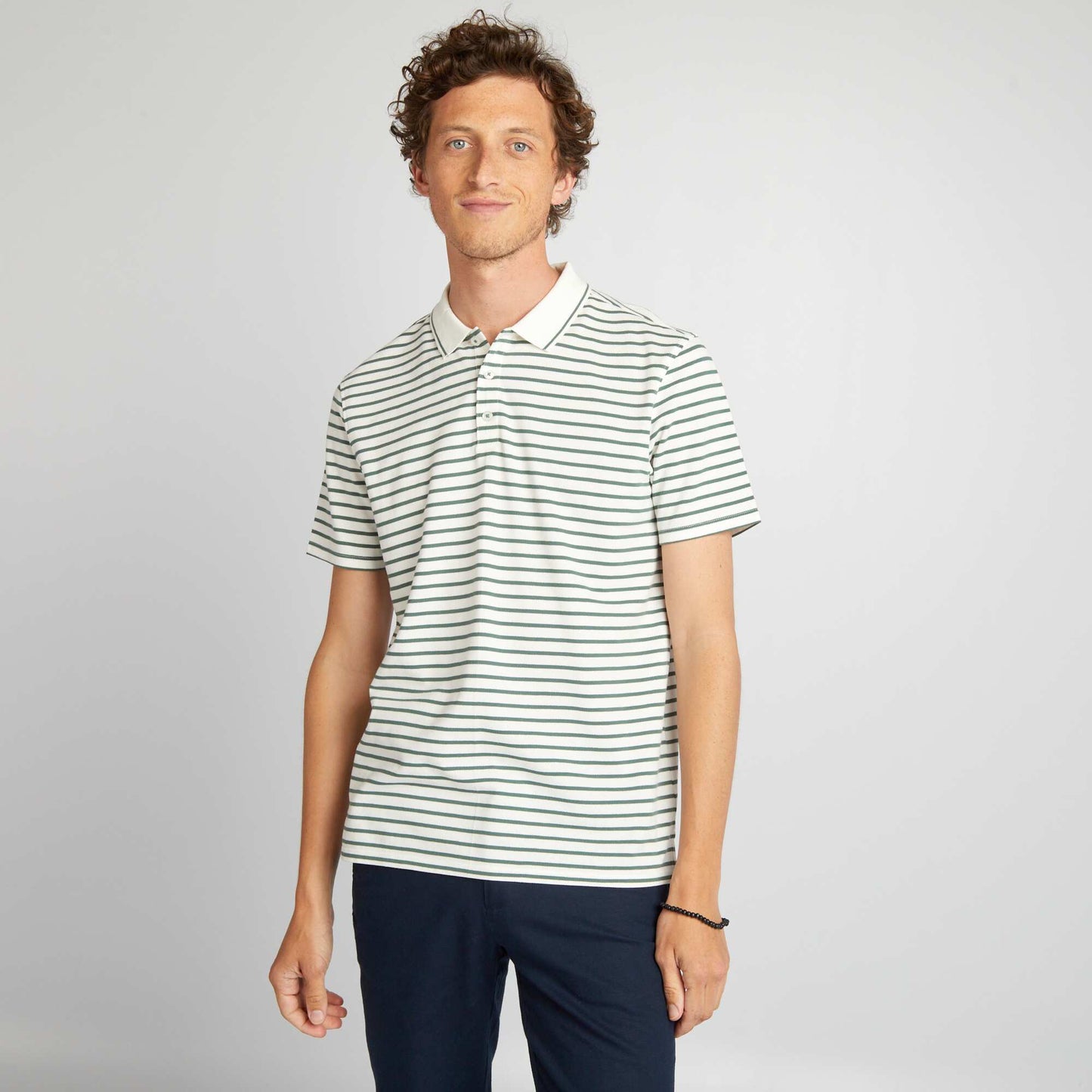 Striped cotton polo shirt GREEN