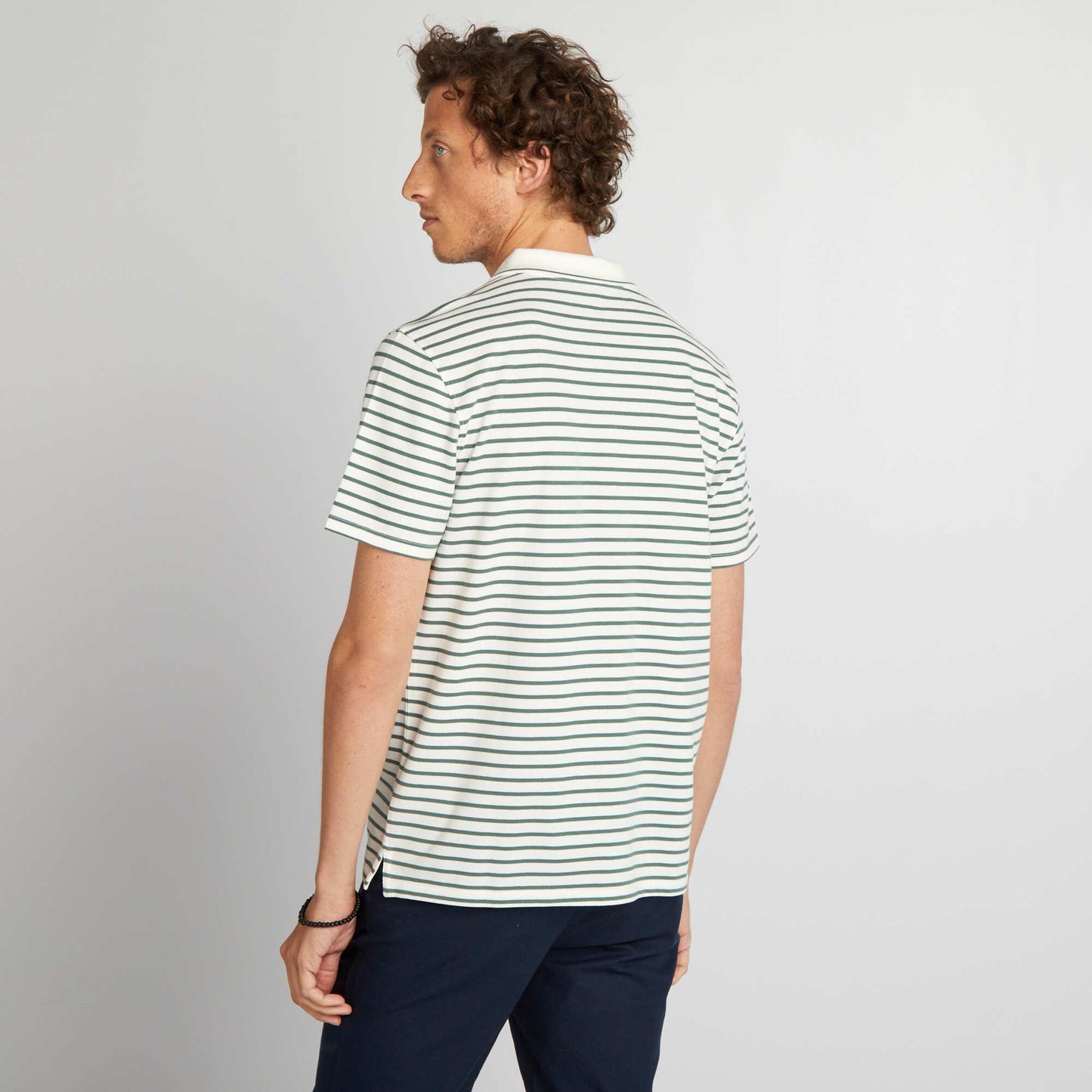 Striped cotton polo shirt GREEN