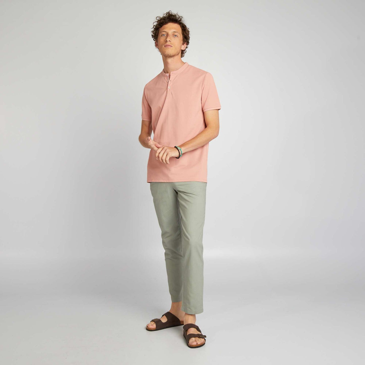 Polo shirt with henley collar PINK