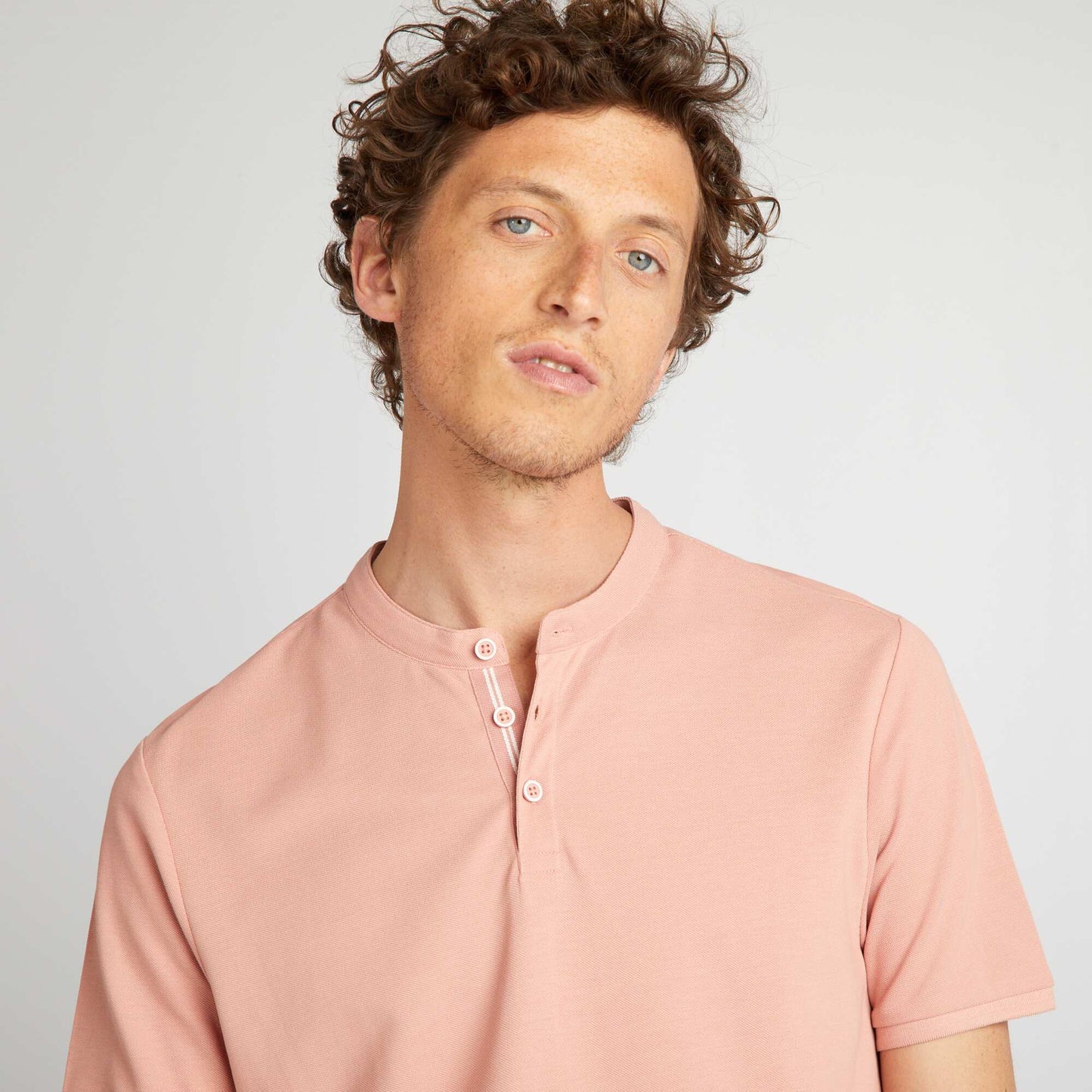 Polo shirt with henley collar PINK