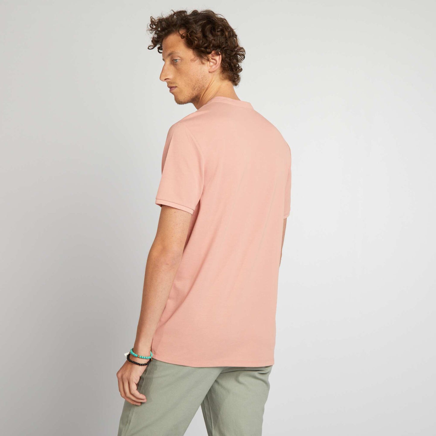 Polo shirt with henley collar PINK