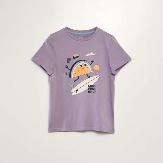 Printed jersey knit T-shirt PURPLE