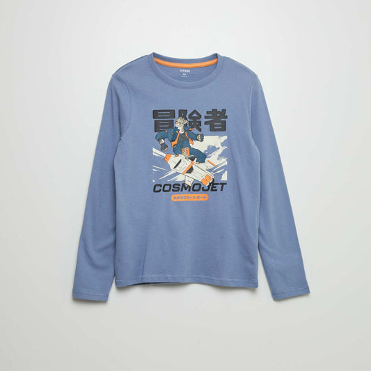 Long-sleeved cotton T-shirt BLUE