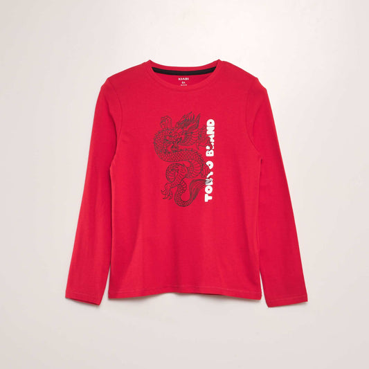 Long-sleeved cotton T-shirt RED