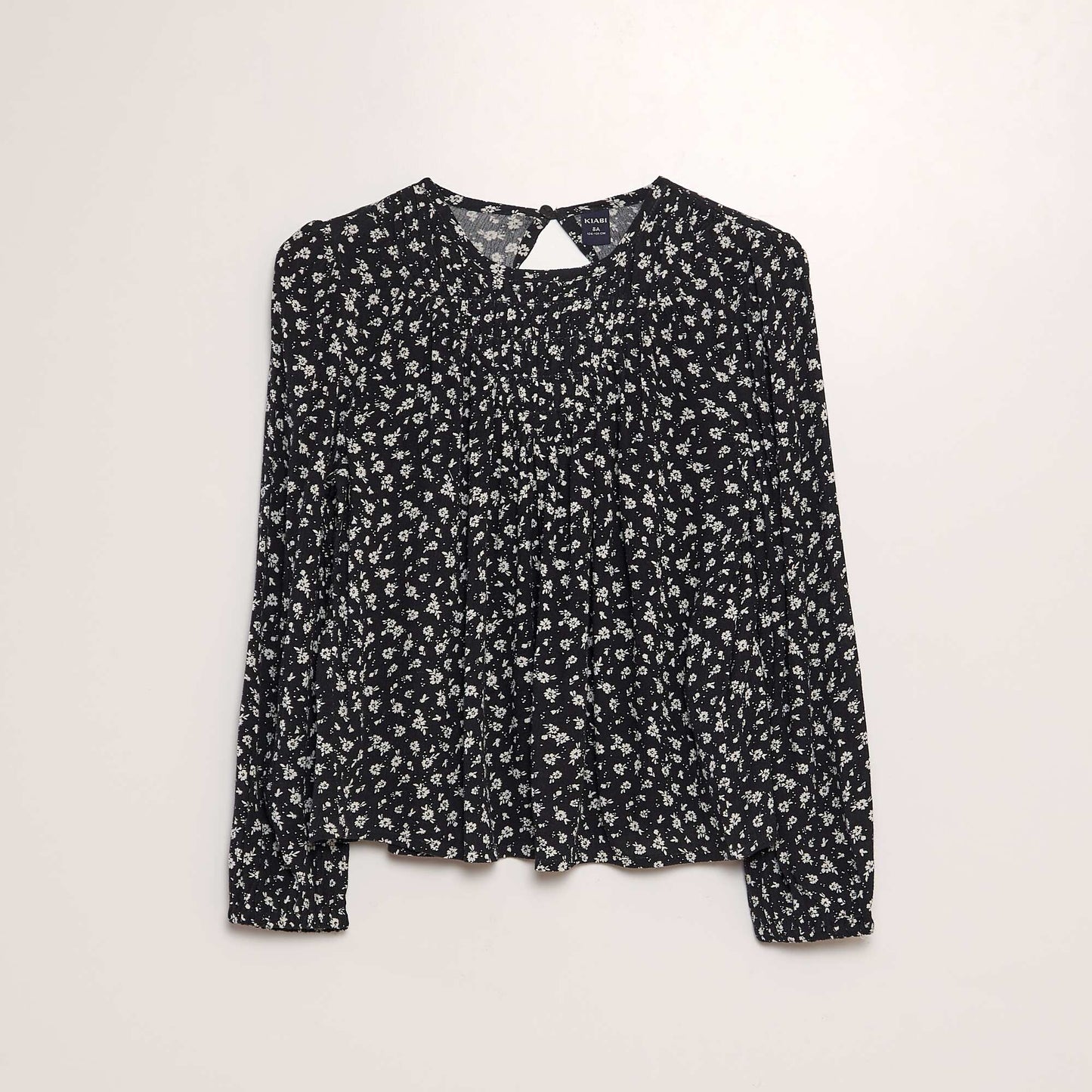 Printed long-sleeved blouse BLACK