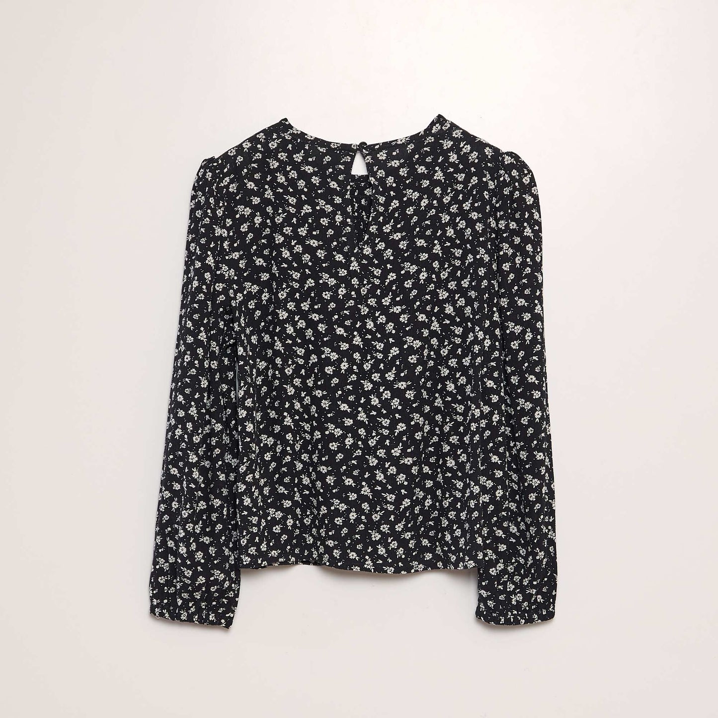 Printed long-sleeved blouse BLACK