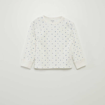 Ribbed and printed pyjama set - 2 pieces WHITE