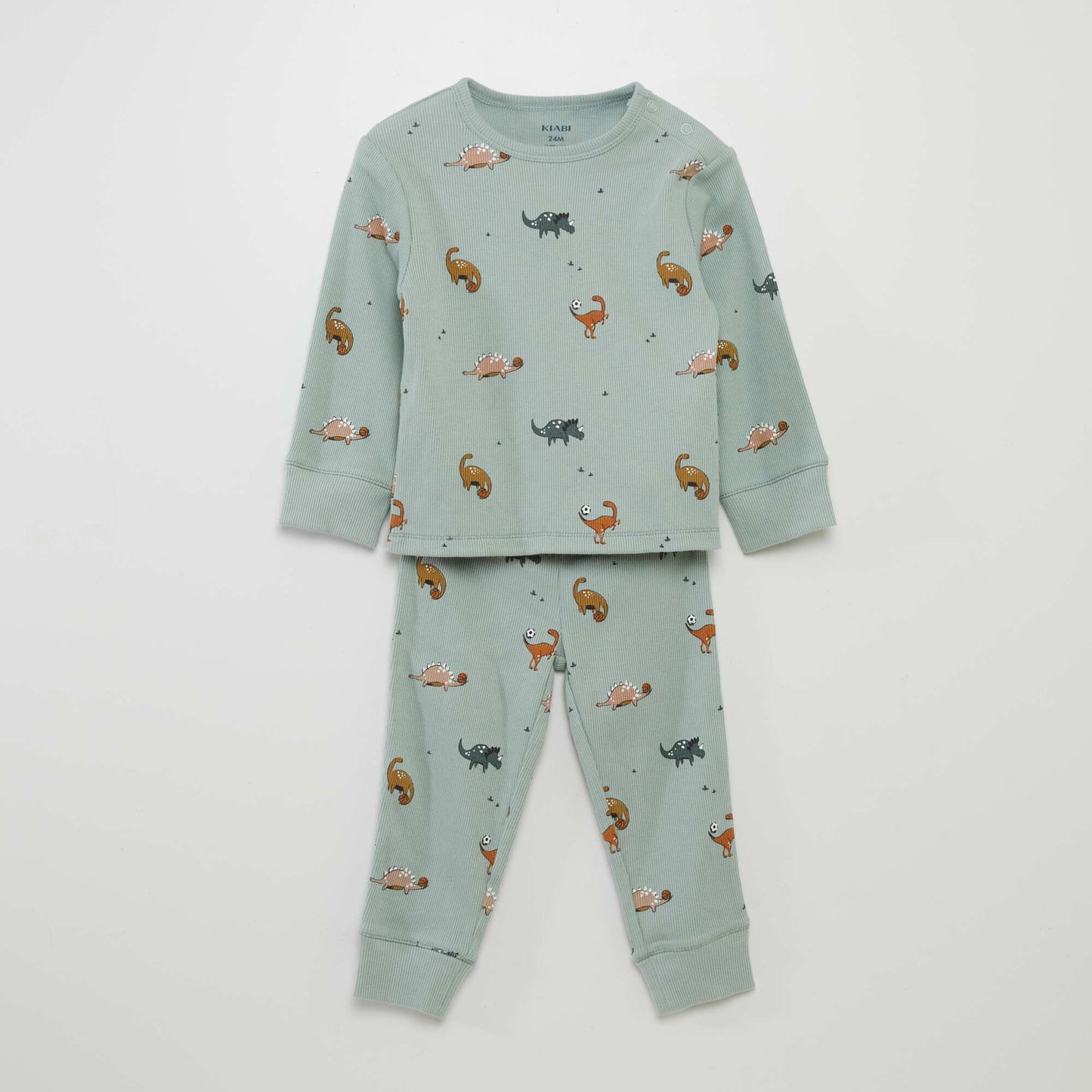 Ribbed and printed pyjama set - 2 pieces GREEN