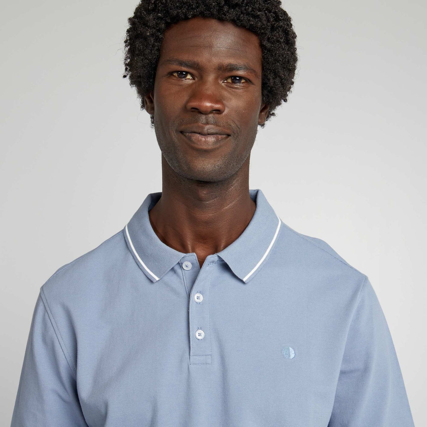 Cotton piqué polo shirt with embroidery on the chest BLUE