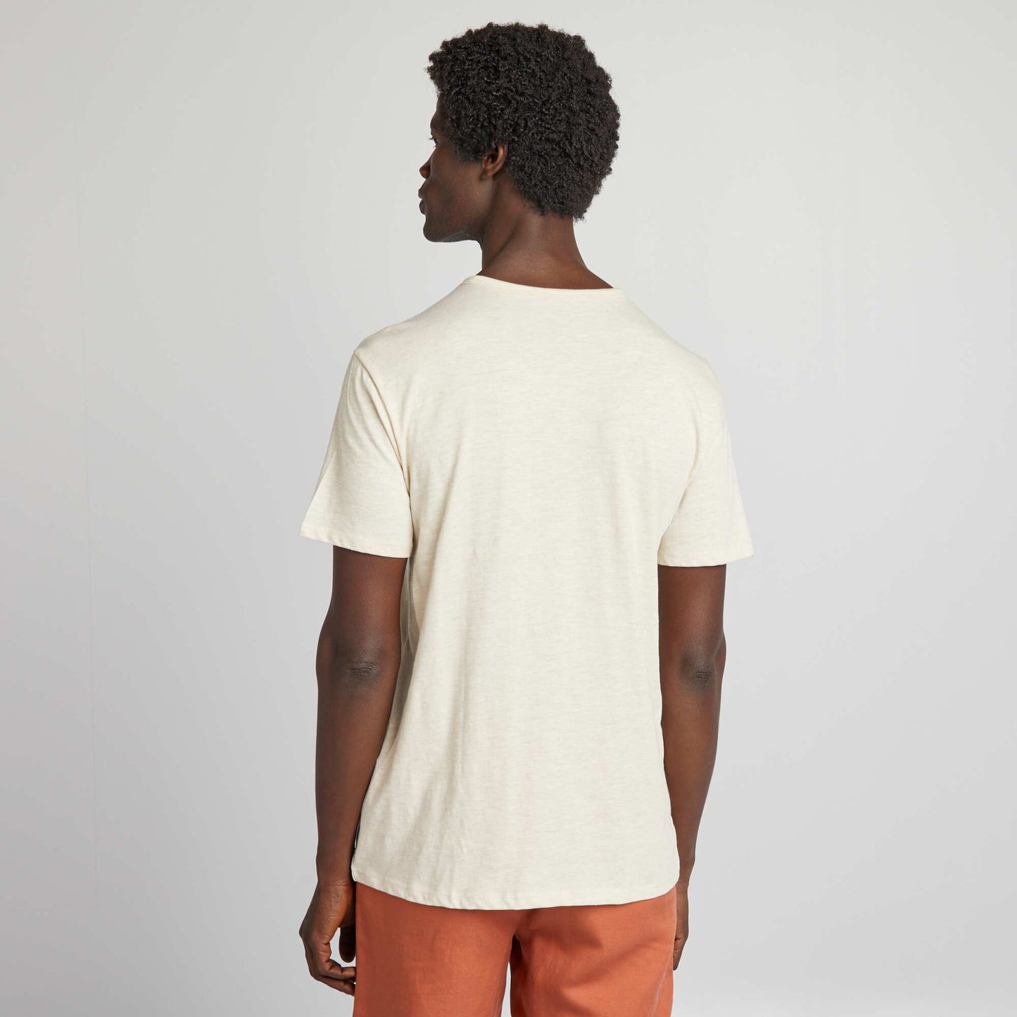 Henley collar jersey T-shirt BEIGE