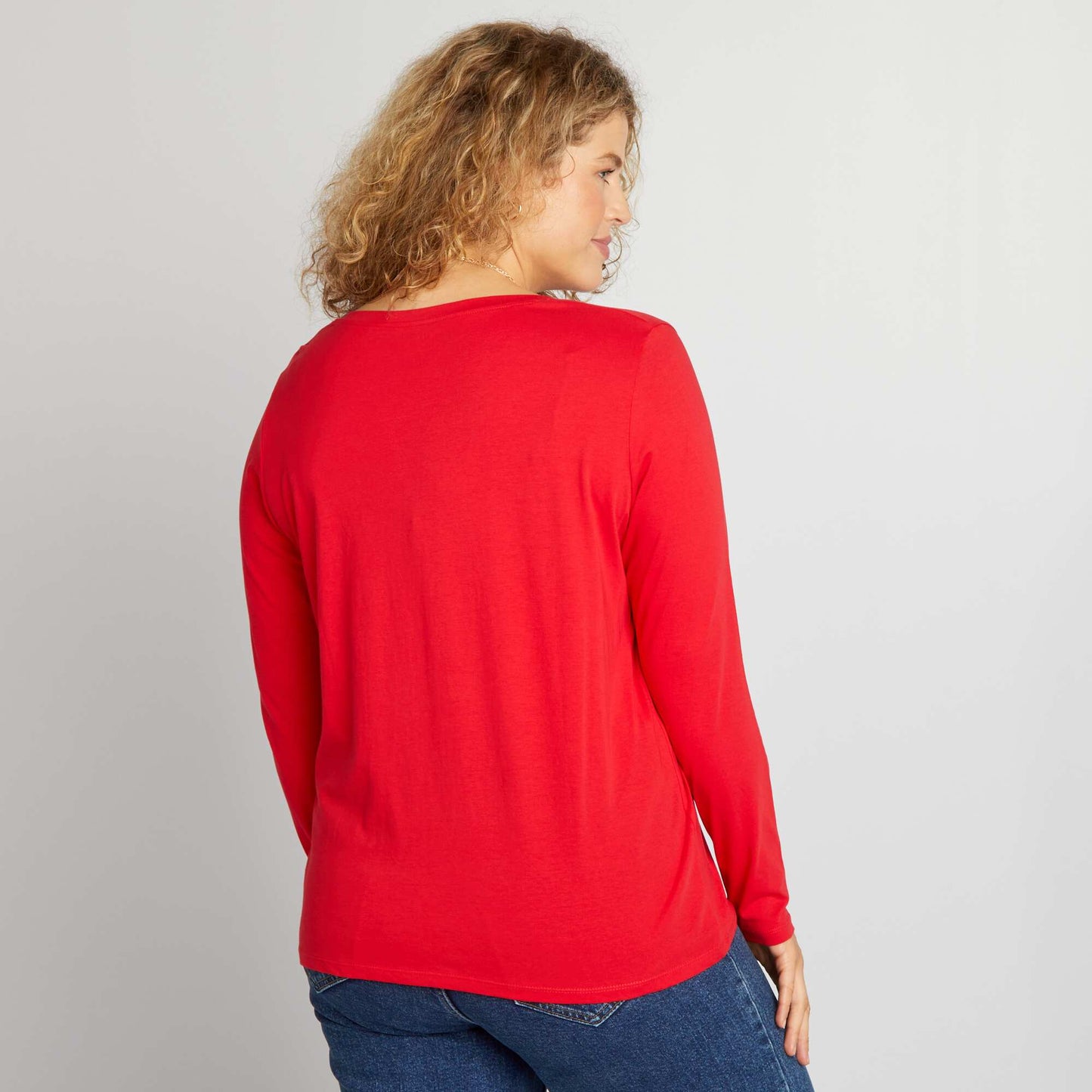 Plain long-sleeved T-shirt RED