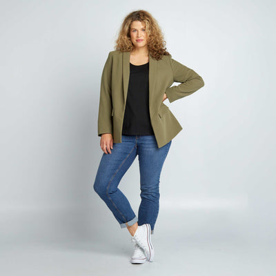 Plain long-sleeved jersey T-shirt BLACK