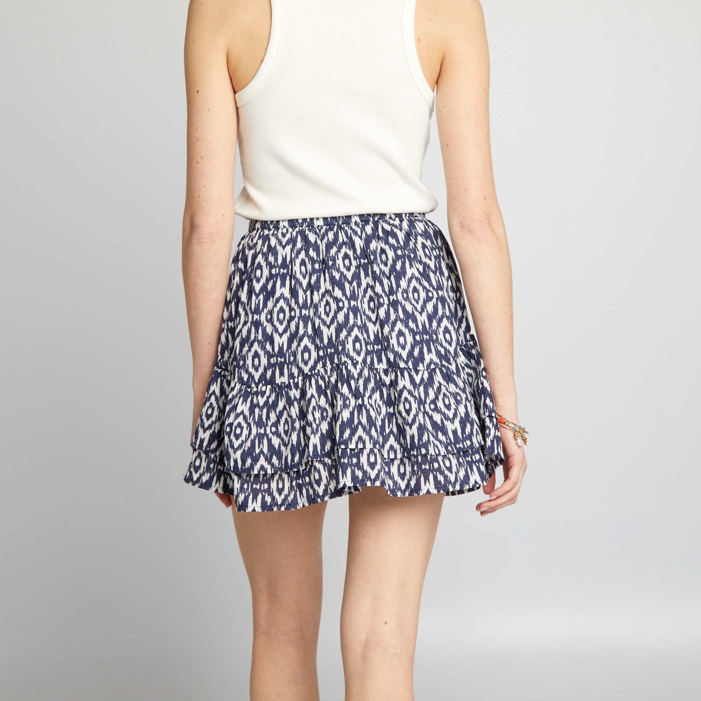 Printed skirt with ruffles BLUE