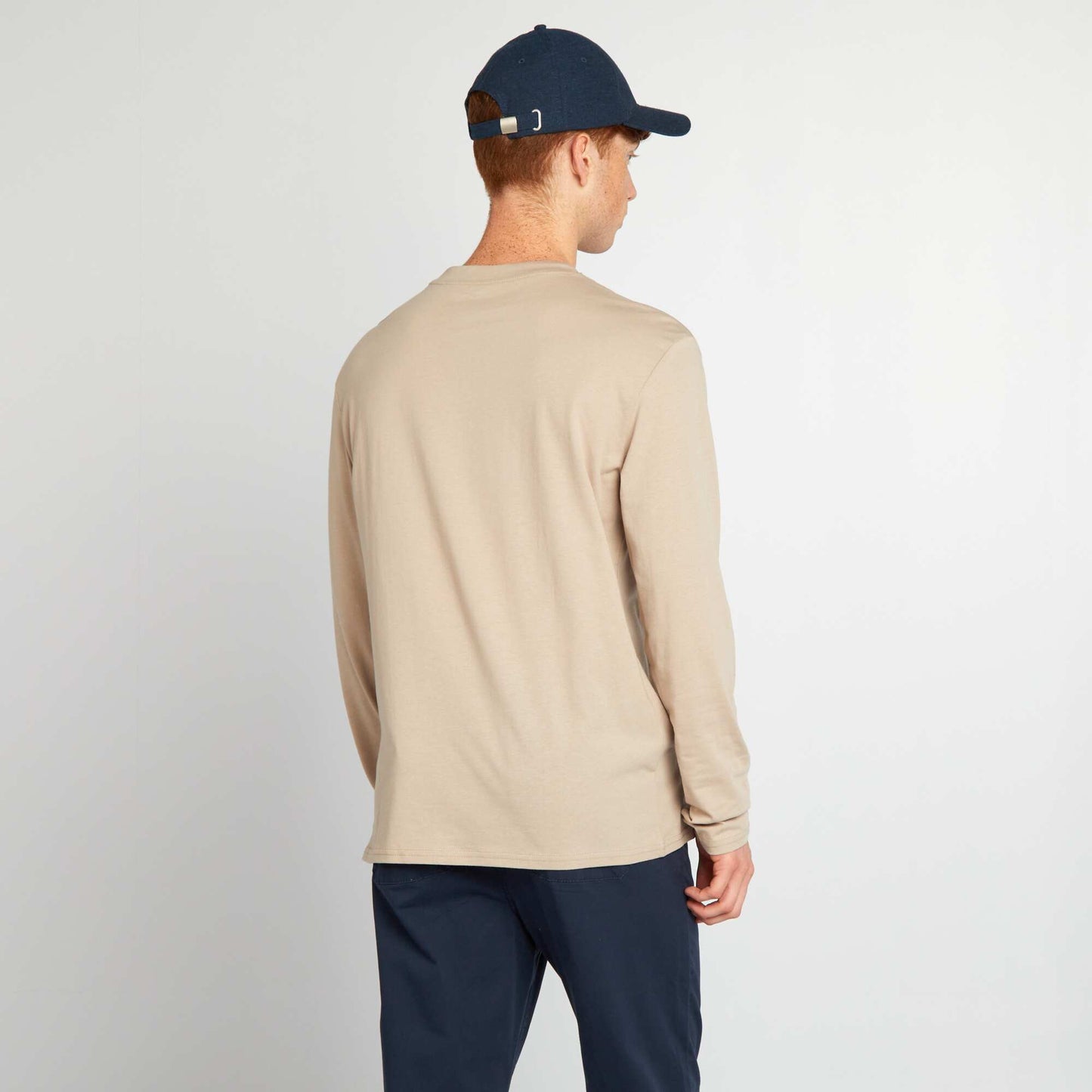 Long-sleeved jersey T-shirt BEIGE